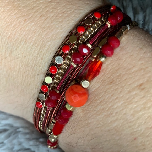 MULTISTRAND CHAIN BEADED WRAP BRACELET WITH CUT CRYSTAL BEADS AND MAGNET CLASP - Picture 3 of 6